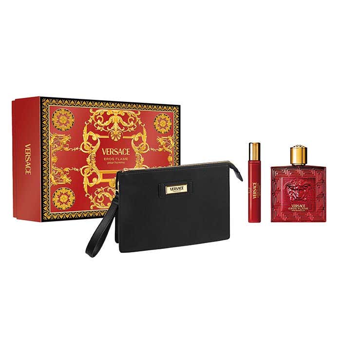 Versace Eros Flame Gift Set 100ml EDP + 10ml EDP + Toiletry Bag - Image 3